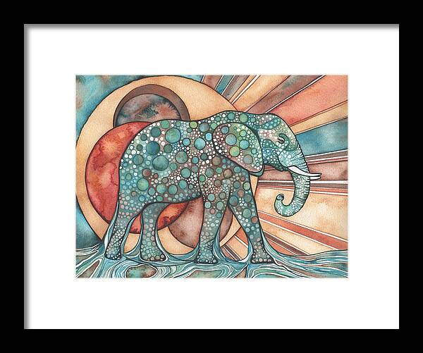 #faatoppicks Framed Print featuring the painting Sunphant Sun Elephant by Tamara Phillips