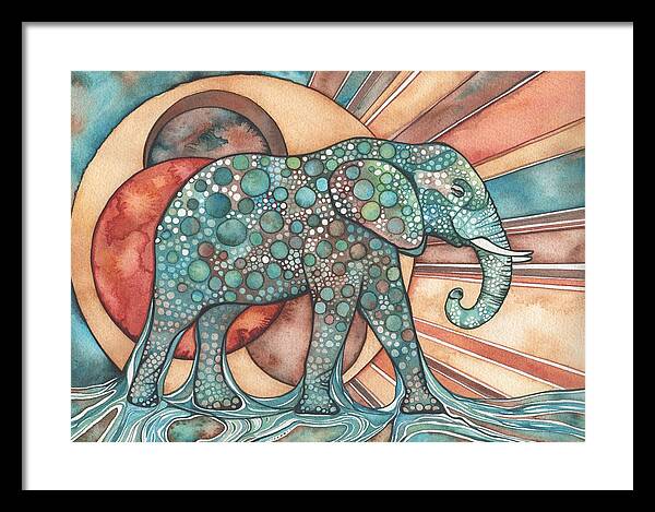 Elephant Framed Print featuring the painting Sunphant Sun Elephant by Tamara Phillips
