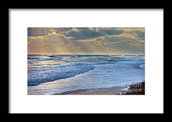 Atlantic Framed Print featuring the photograph Sunrays on an angry sea by Ules Barnwell