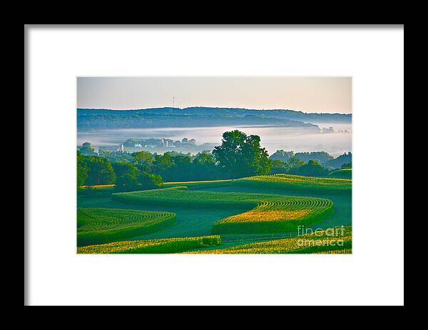 Fog Framed Print featuring the photograph Sunrise and Morning Fog by Joan McArthur
