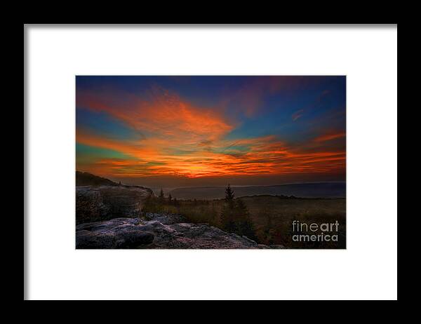 Sunrise Framed Print featuring the photograph Sunrise at Bear Rocks in Dolly Sods by Dan Friend