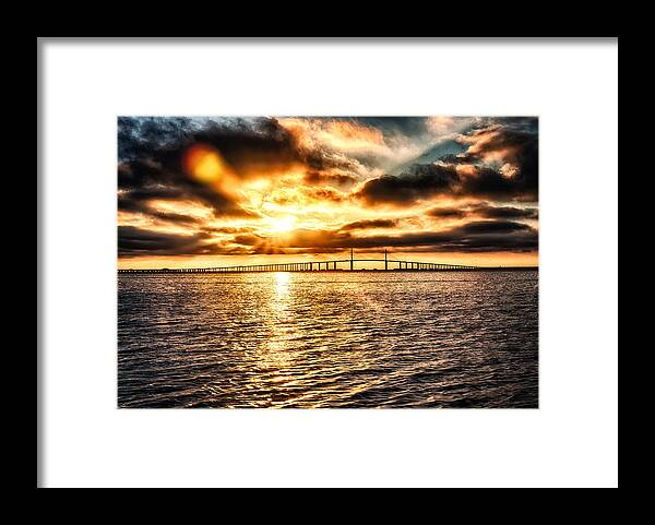 Sunrise Framed Print featuring the photograph Sunrise at Ft. Desoto in HDR by Michael White