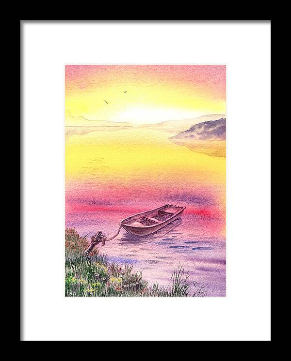 Sunrise Framed Print featuring the painting Sunrise At The Lake by Irina Sztukowski