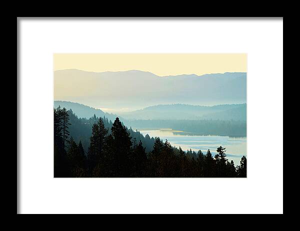 Donner Lake Ca Framed Print featuring the photograph Sunrise Donner Lake California by Marilyn MacCrakin
