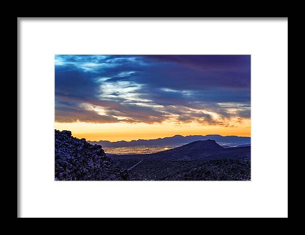 Red Framed Print featuring the photograph Sunrise from Calico Hills - Red Rock Canyon - Las Vegas Nevada by Silvio Ligutti