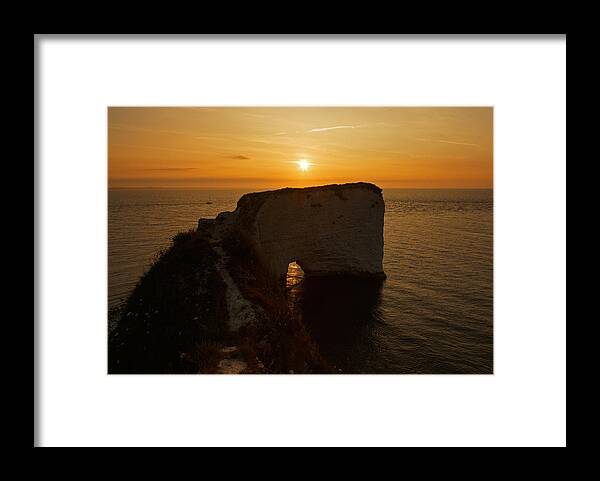 Old Harry Framed Print featuring the photograph Sunrise Old Harry Rocks by Ian Middleton