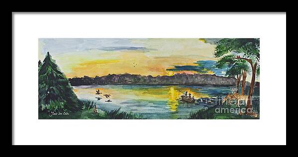 Sunrise Framed Print featuring the painting Sunrise on the Lake by Janis Lee Colon