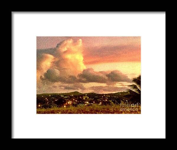 Sharkcrossing Framed Print featuring the digital art H Sunrise Over Strawberry Estate - Horizontal by Lyn Voytershark