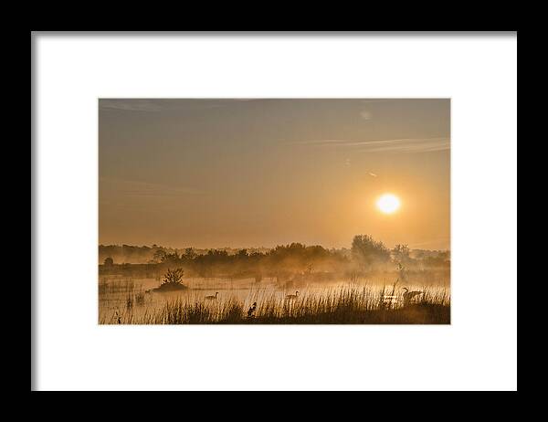 Sunrise Framed Print featuring the photograph Sunrise With The Geese by Beth Sawickie