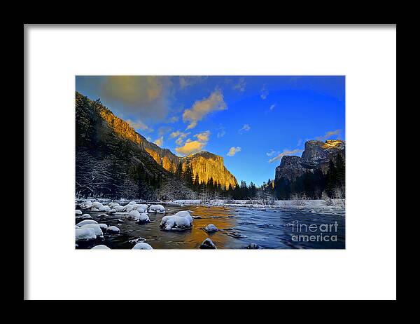 Yosemite Framed Print featuring the photograph Sunrise Yosemite Valley by Peter Dang
