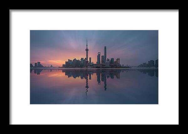 Shanghai Framed Print featuring the photograph Sunrising Shnaghai by Javier De La