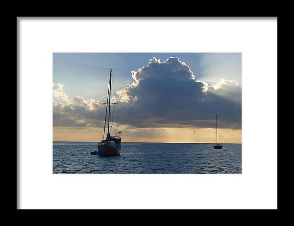  Framed Print featuring the photograph Sunset and Boats - St. Lucia by Nora Boghossian