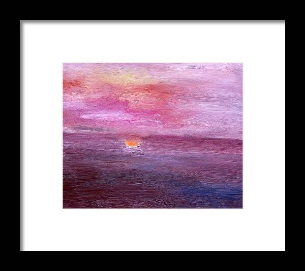 Sunset Framed Print featuring the painting Sunset and Ocean by Vadim Levin