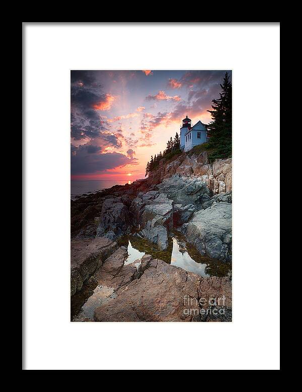 Acadia Framed Print featuring the photograph Sunset at Bass Harbor Lighthouse by Jane Rix