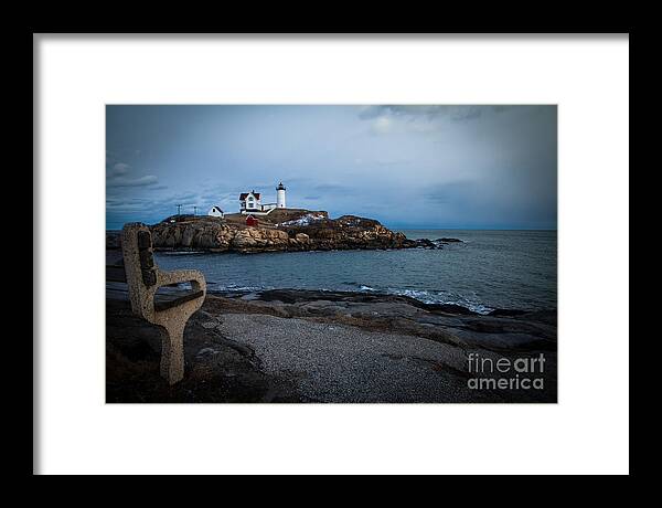Sunset Framed Print featuring the photograph Sunset At Nubble Light House by Sue OConnor