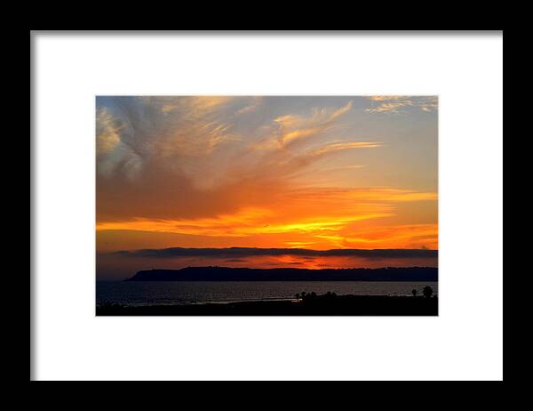 Sunset Framed Print featuring the photograph Sunset at Point Loma from Coronado California by Katy Hawk