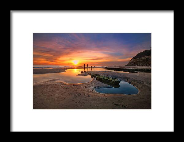 Sunset Framed Print featuring the photograph Sunset at Swamis Beach 5 by Larry Marshall
