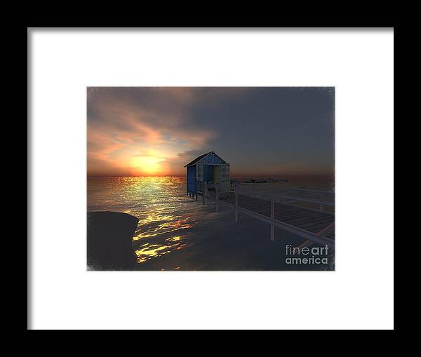 Sunset Framed Print featuring the digital art Sunset at the beach by Susanne Baumann
