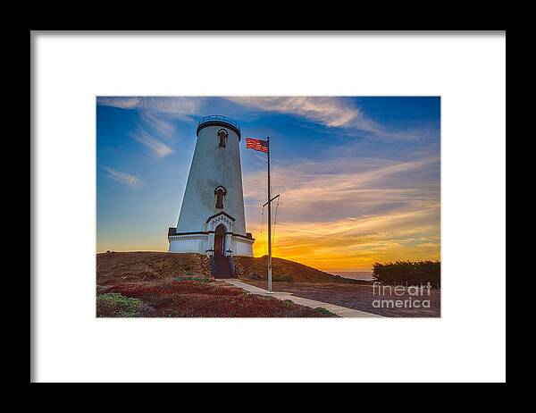Sunset Framed Print featuring the photograph Sunset At The Piedras Blancas Lighthouse by Mimi Ditchie