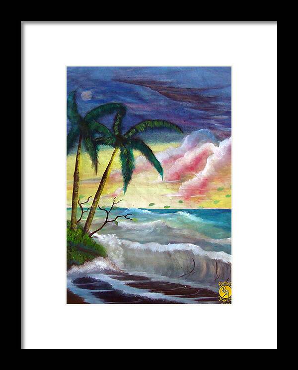 Landscape Framed Print featuring the painting Sunset Beach by Richard Bantigue
