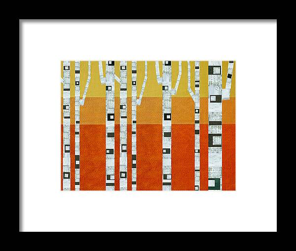 Birch Tree Framed Print featuring the painting Sunset Birches by Michelle Calkins