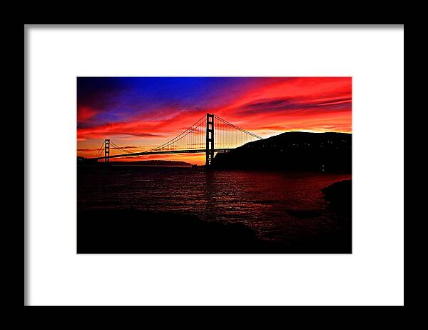 Golden Gate Bridge Framed Print featuring the photograph Sunset by the Bay by Dave Files