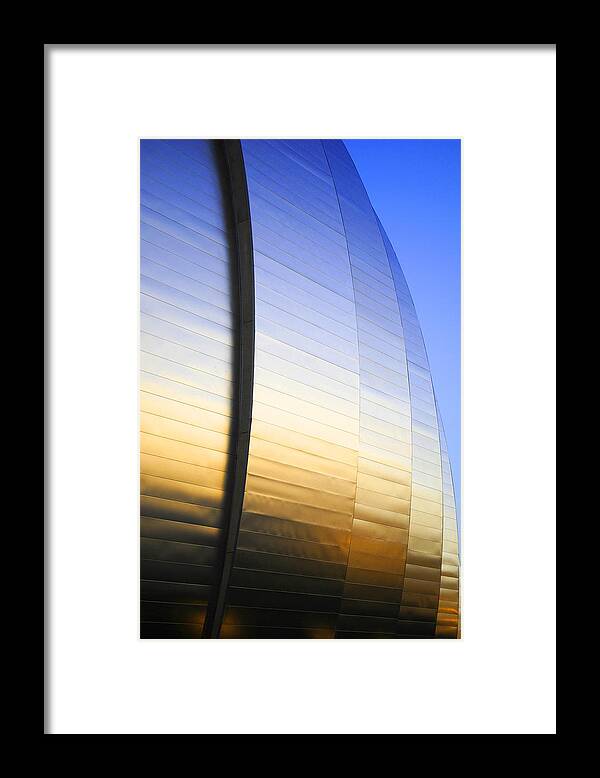 Kansas City Framed Print featuring the photograph Sunset glow in Kauffman Center for the Performing Arts by Glory Ann Penington