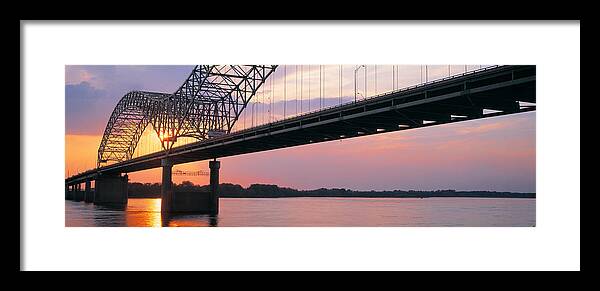 Photography Framed Print featuring the photograph Sunset, Hernandez Desoto Bridge And by Panoramic Images
