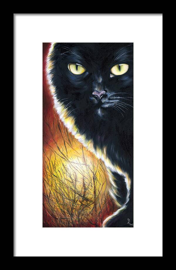 Cat Framed Print featuring the painting Sunset by Hiroko Sakai