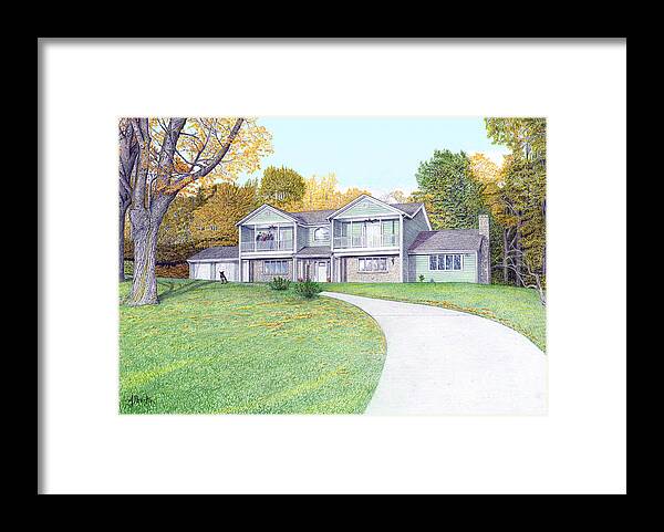 Sunset House Framed Print featuring the painting Sunset House in Fall by Albert Puskaric
