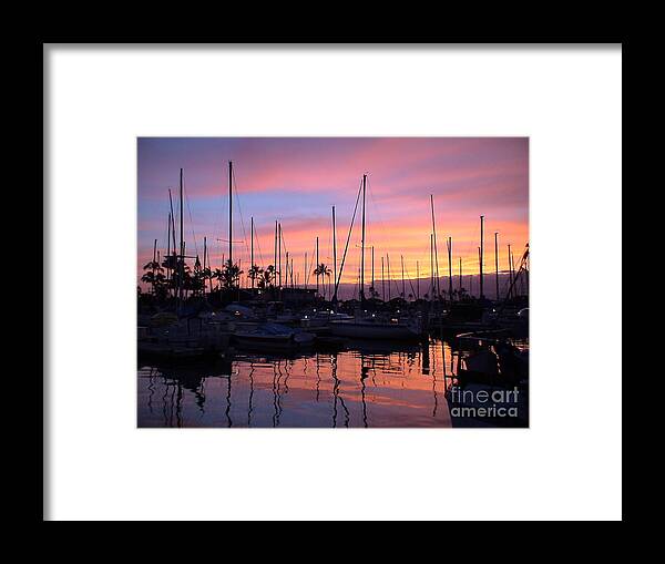 Sunset Framed Print featuring the photograph Sunset in the Ala Wai by Laura Wong-Rose