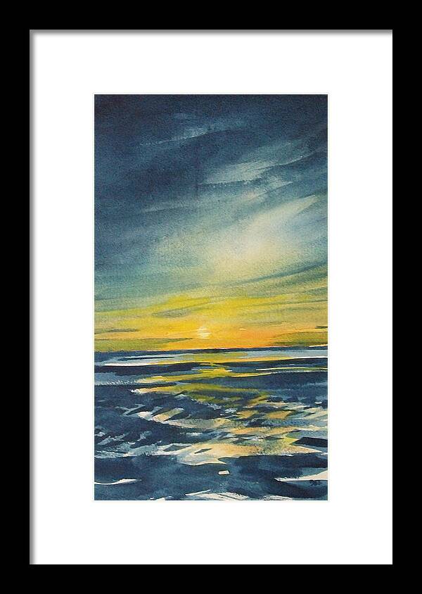 Seascape Framed Print featuring the painting Sunset by Jane See
