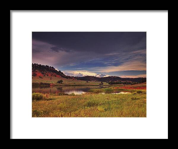 Red Soil Framed Print featuring the photograph Sunset near Devils Tower in Wyoming by Victoria Porter
