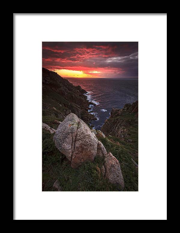 Cliffs Framed Print featuring the photograph Sunset on Cape Prior Galicia Spain by Pablo Avanzini