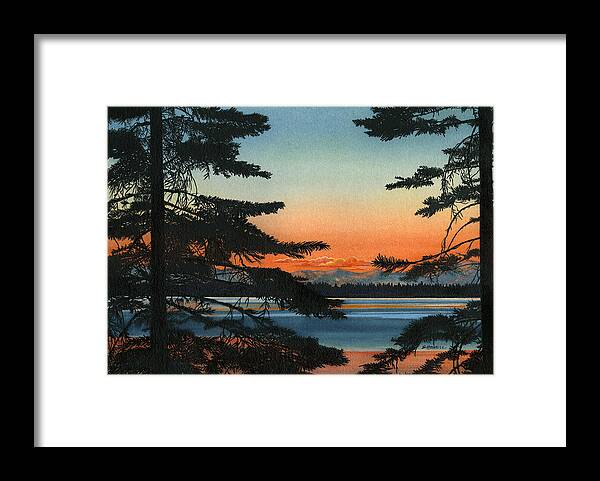 Sunset On Fallen Leaf Lake Framed Print featuring the painting Sunset on Fallen Leaf Lake by Sandi Howell