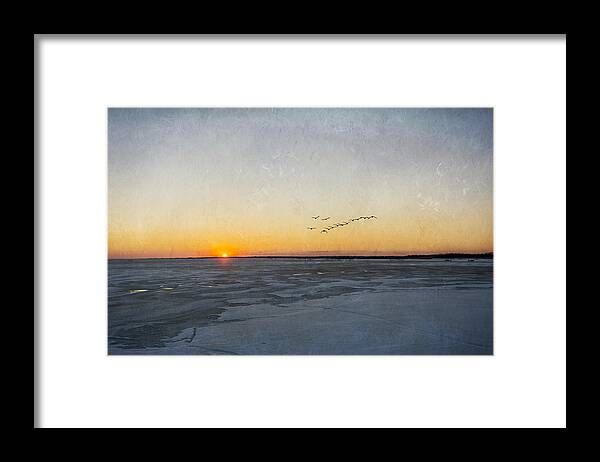 Sunset Framed Print featuring the photograph Sunset On The Frozen Bay by Cathy Kovarik