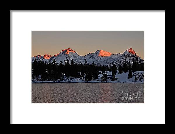 Molas Lake Framed Print featuring the photograph Sunset on the Grenadiers by Kelly Black