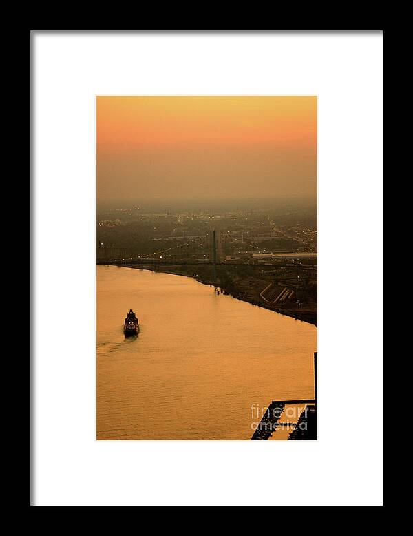 River Framed Print featuring the photograph Sunset On The River by Linda Shafer