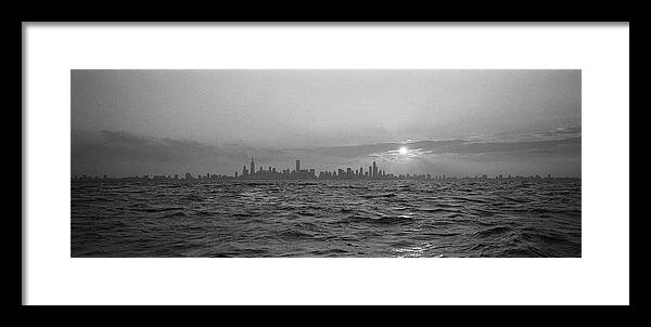 Photography Framed Print featuring the photograph Sunset Over A City, Chicago, Illinois by Panoramic Images