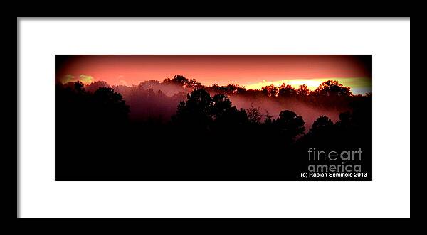 Sunset Framed Print featuring the photograph Sunset over Blue Horse Rescue by Rabiah Seminole