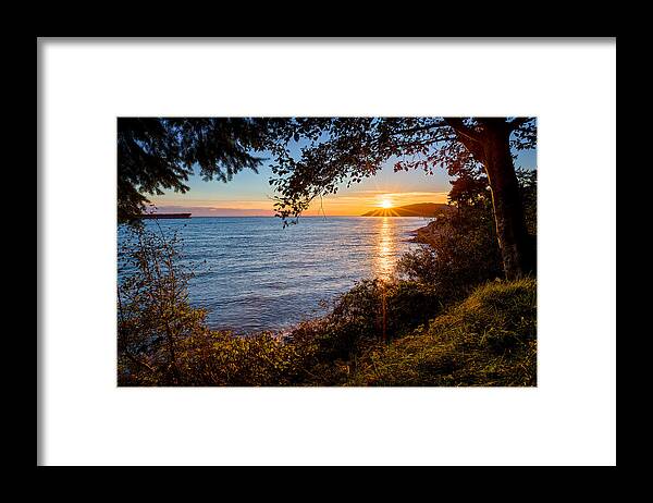 Landscapes Framed Print featuring the photograph Sunset over Lighthouse Park by Alexis Birkill