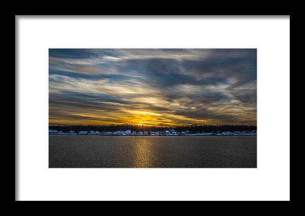 2012 Framed Print featuring the photograph Sunset Over Snow Covered Village by Randy Scherkenbach