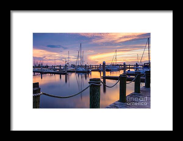 Sunset Framed Print featuring the photograph Sunset over the Fernandina Beach Marina Amelia Island Florida by Dawna Moore Photography