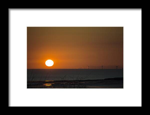 Sun Framed Print featuring the photograph Sunset Over The Windfarm by Spikey Mouse Photography