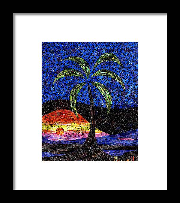 Sunset Framed Print featuring the mixed media Sunset Palm by Doug Powell