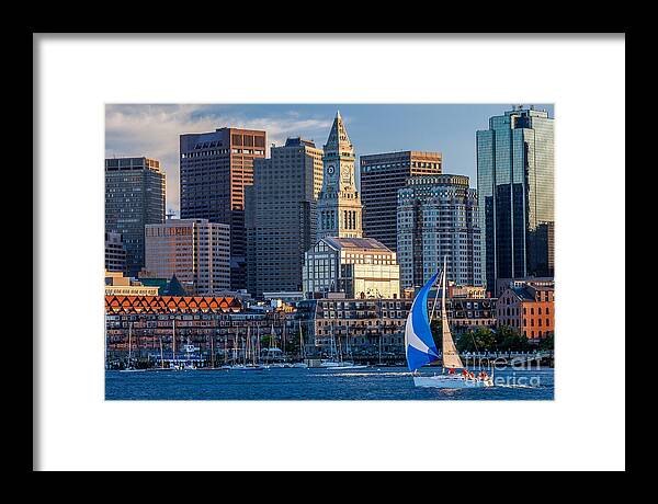 Architecture Framed Print featuring the photograph Sunset Sail under the Tower by Susan Cole Kelly