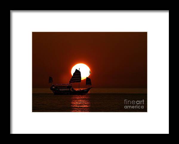 Sunset Framed Print featuring the photograph Sunset Sanpan by Shirley Mangini