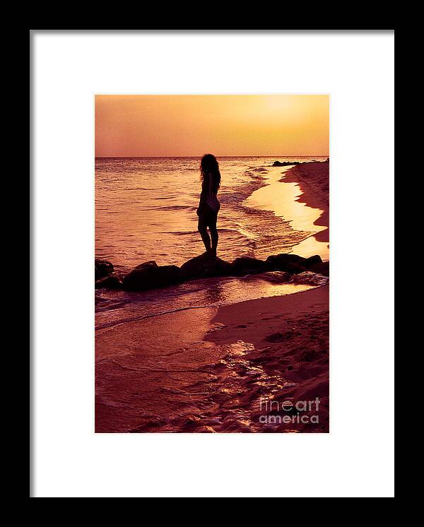 Sunset Framed Print featuring the photograph Sunset Silhouette Druif Beach Aruba by Thomas R Fletcher