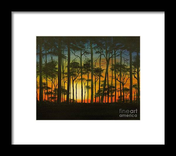 Sunset Framed Print featuring the painting Sunset Over St. Joseph's Peninsula by Lora Duguay