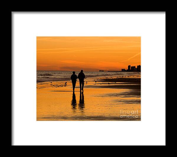 Beach Sunset Framed Print featuring the photograph Sunset Stroll by Al Powell Photography USA